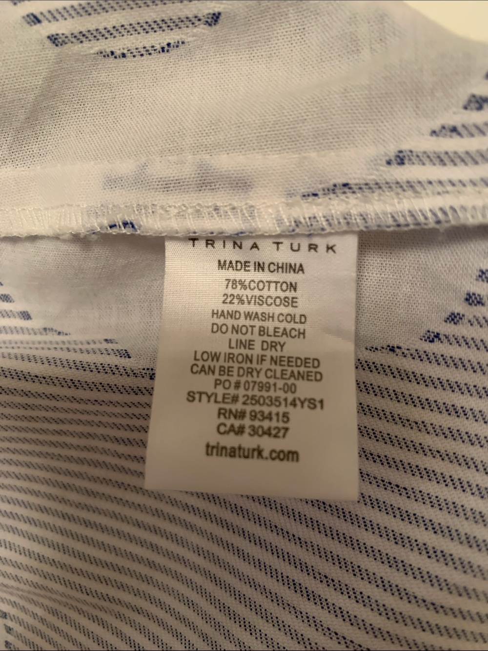 NWT Trina Turk Blue & White Floral Stripe Bermudas Cotton/Viscose Shorts Size XL - Picture 9 of 9
